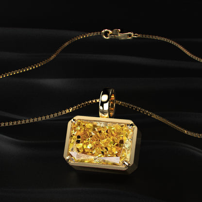 Yellow Radiant Cut Solitaire Bezel Pendant | Earthly jewels
