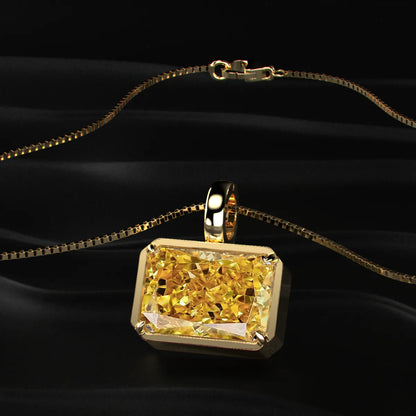 Yellow Radiant Cut Solitaire Bezel Pendant | Earthly jewels
