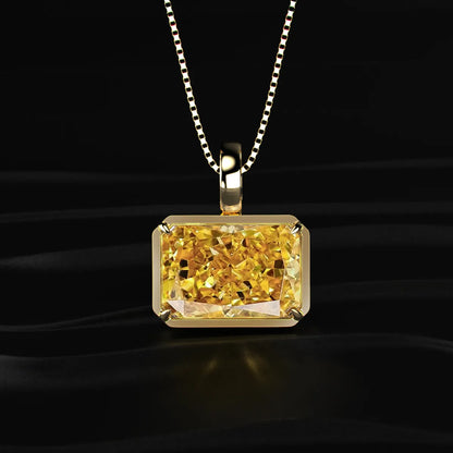 Yellow Radiant Cut Solitaire Bezel Pendant | Earthly jewels
