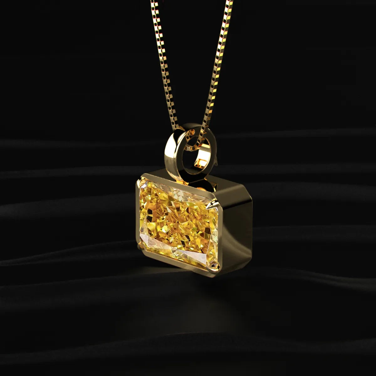 Yellow Radiant Cut Solitaire Bezel Pendant | Earthly jewels