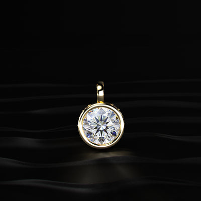 Round Solitaire Bezel Pendent With Hidden Halo | Earthly Jewels