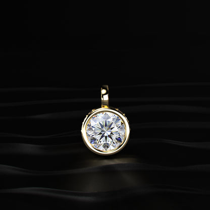 Round Solitaire Bezel Pendent With Hidden Halo | Earthly Jewels