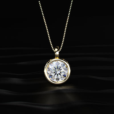 Round Solitaire Bezel Pendent With Hidden Halo | Earthly Jewels