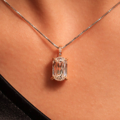 Mixed Cushion Cut Diamond Solitaire Pendant With Hidden Halo | Earthly Jewels