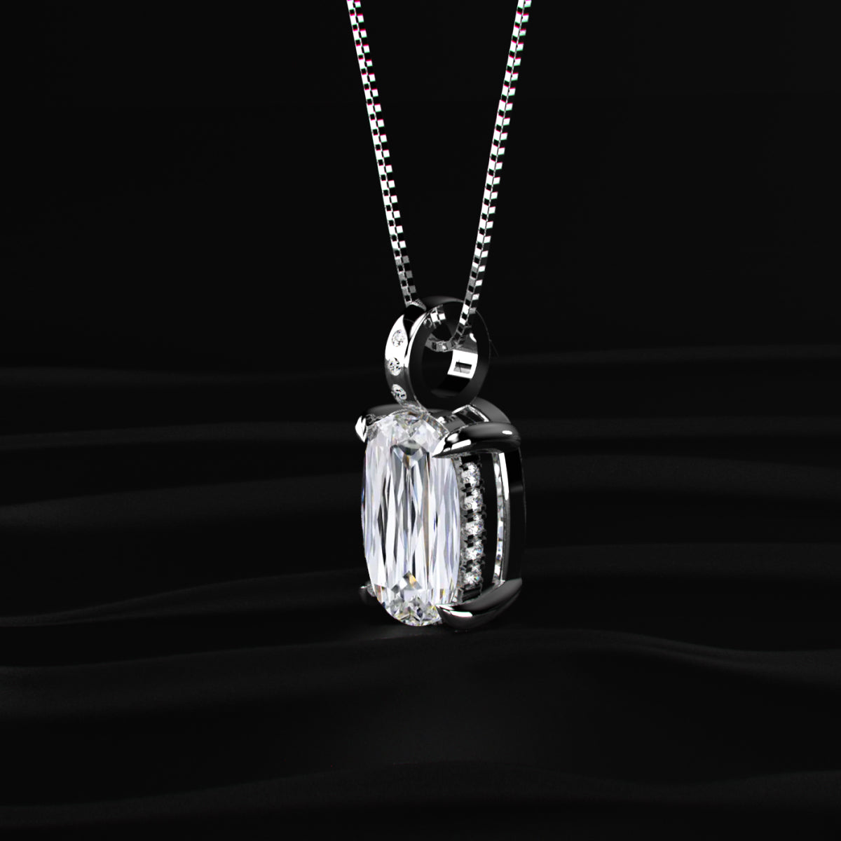 Mixed Cushion Cut Diamond Solitaire Pendant With Hidden Halo | Earthly Jewels