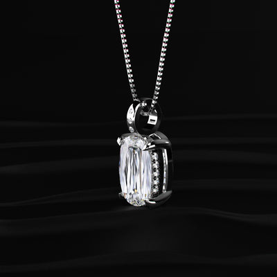 Mixed Cushion Cut Diamond Solitaire Pendant With Hidden Halo | Earthly Jewels