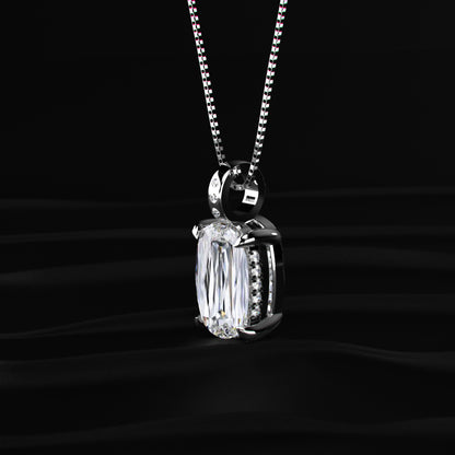 Mixed Cushion Cut Diamond Solitaire Pendant With Hidden Halo | Earthly Jewels