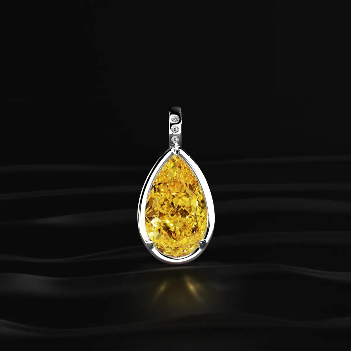 Yellow Pear Lab Diamond Bezel Solitaire Pendant | Earthly jewels 