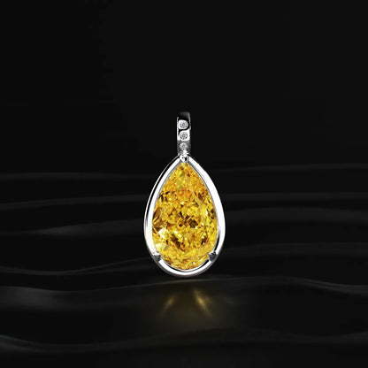 Yellow Pear Lab Diamond Bezel Solitaire Pendant | Earthly jewels 