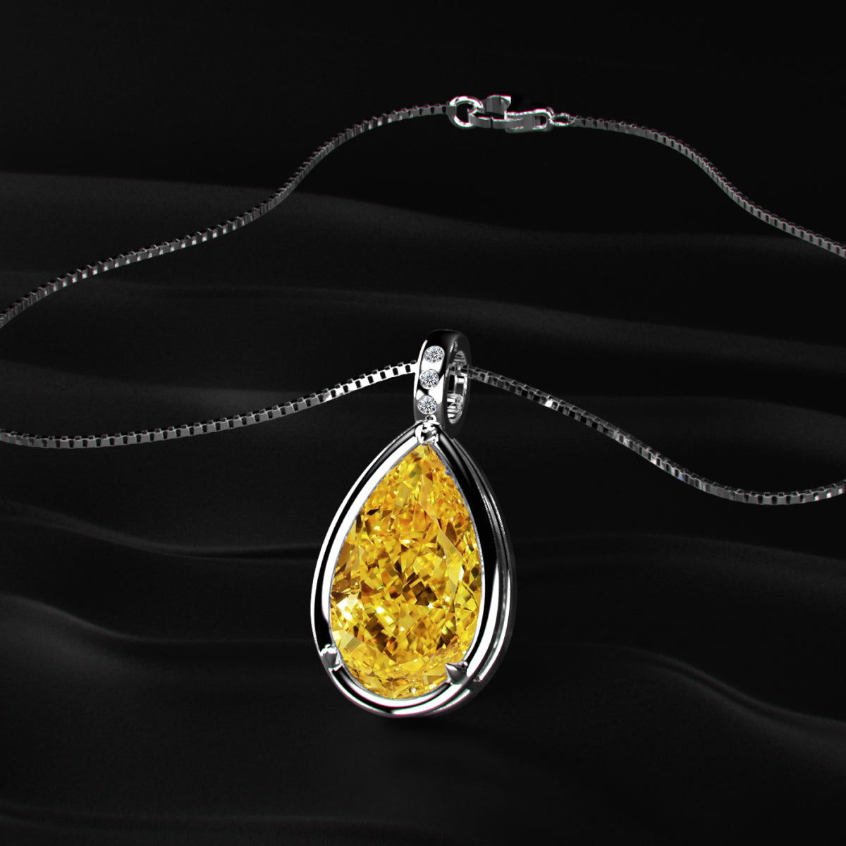 Yellow Pear Lab Diamond Bezel Solitaire Pendant | Earthly jewels 