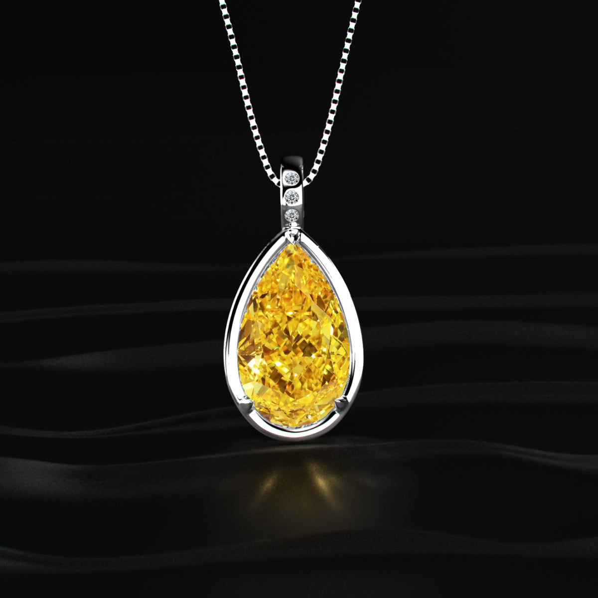 Yellow Pear Lab Diamond Bezel Solitaire Pendant | Earthly jewels 