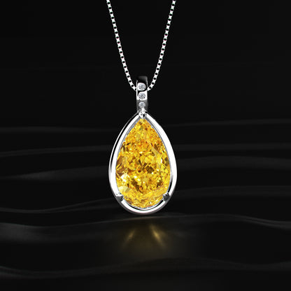 Yellow Pear Lab Diamond Bezel Solitaire Pendant | Earthly jewels 