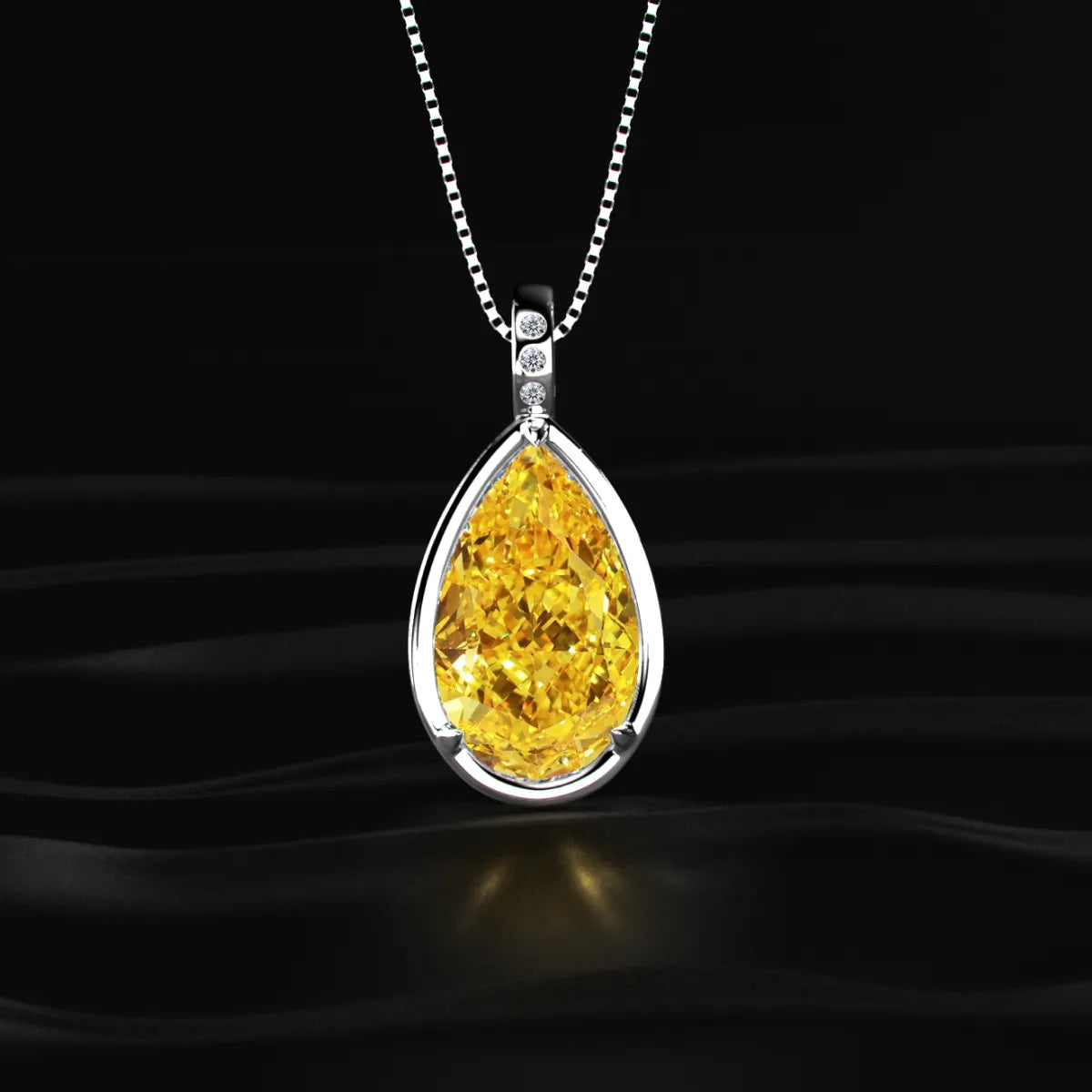 Yellow Pear Lab Diamond Bezel Solitaire Pendant | Earthly jewels 