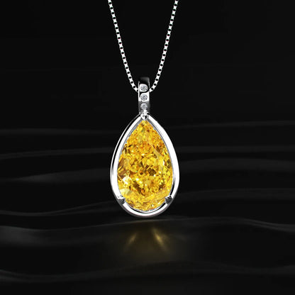 Yellow Pear Lab Diamond Bezel Solitaire Pendant | Earthly jewels 