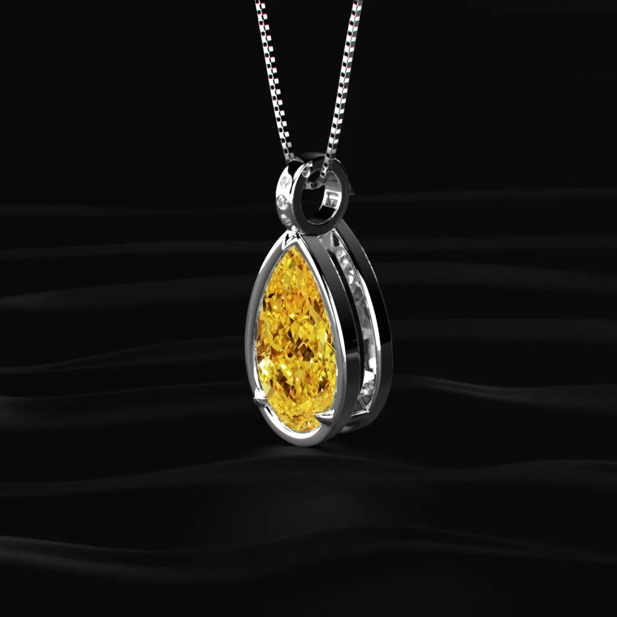 Yellow Pear Lab Diamond Bezel Solitaire Pendant | Earthly jewels 