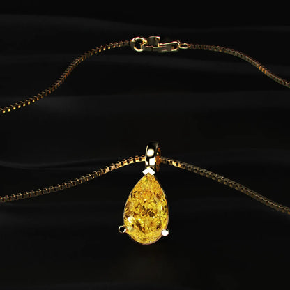Yellow Pear Shape Solitaire Pendent | Earthly Jewels 