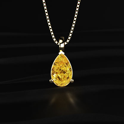 Yellow Pear Shape Solitaire Pendent | Earthly Jewels