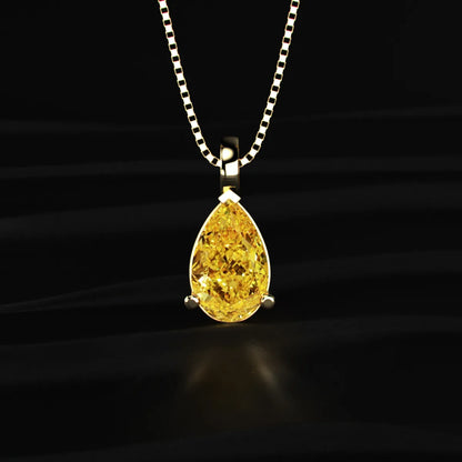 Yellow Pear Shape Solitaire Pendent | Earthly Jewels 