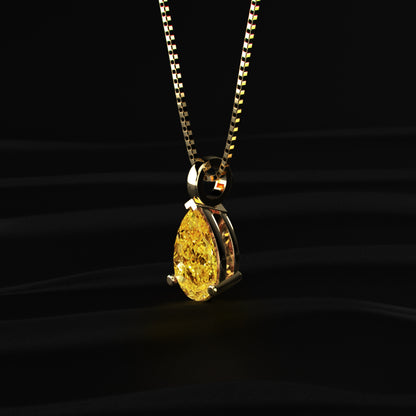 Yellow Pear Shape Solitaire Pendent | Earthly Jewels