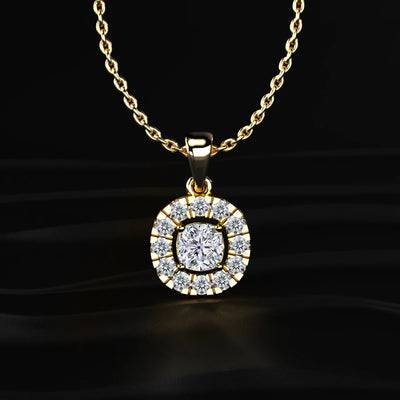 Cushion Diamond Pendant With Halo