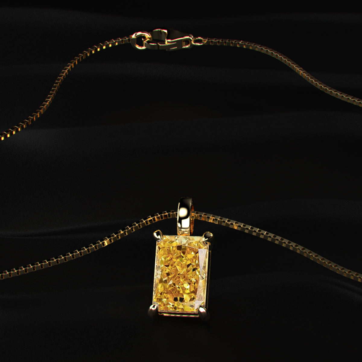 Yellow Radiant Diamond Solitaire Pendent | Earthly Jewels