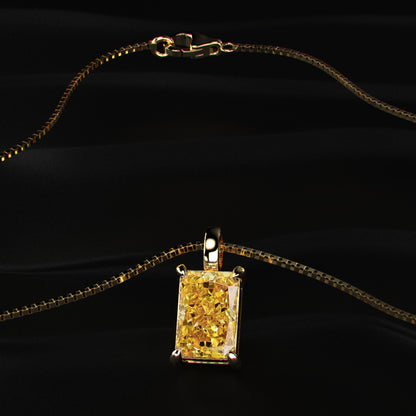Yellow Radiant Diamond Solitaire Pendent | Earthly Jewels