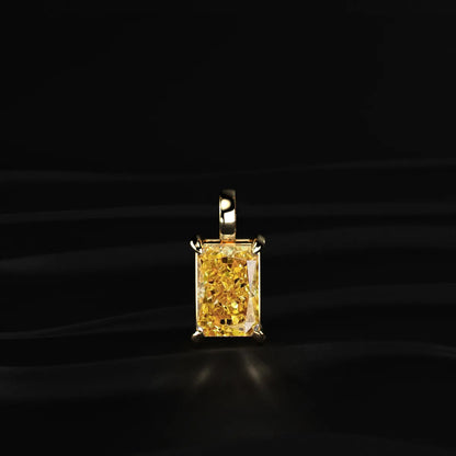 Yellow Radiant Diamond Solitaire Pendent | Earthly Jewels
