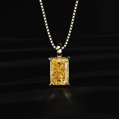 Yellow Radiant Diamond Solitaire Pendent | Earthly Jewels