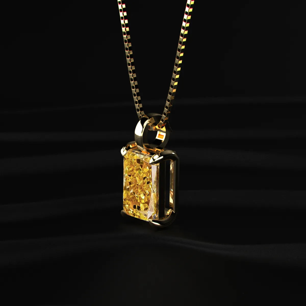 Yellow Radiant Diamond Solitaire Pendent | Earthly Jewels