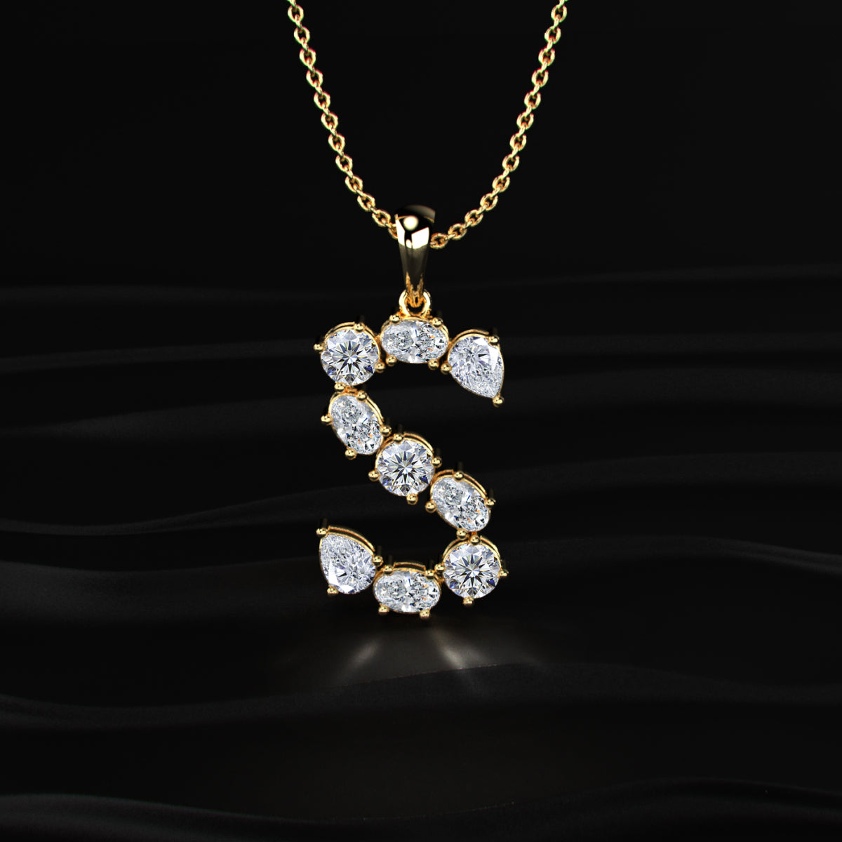 S Alphabet Diamond Pendant | Earthly Jewels