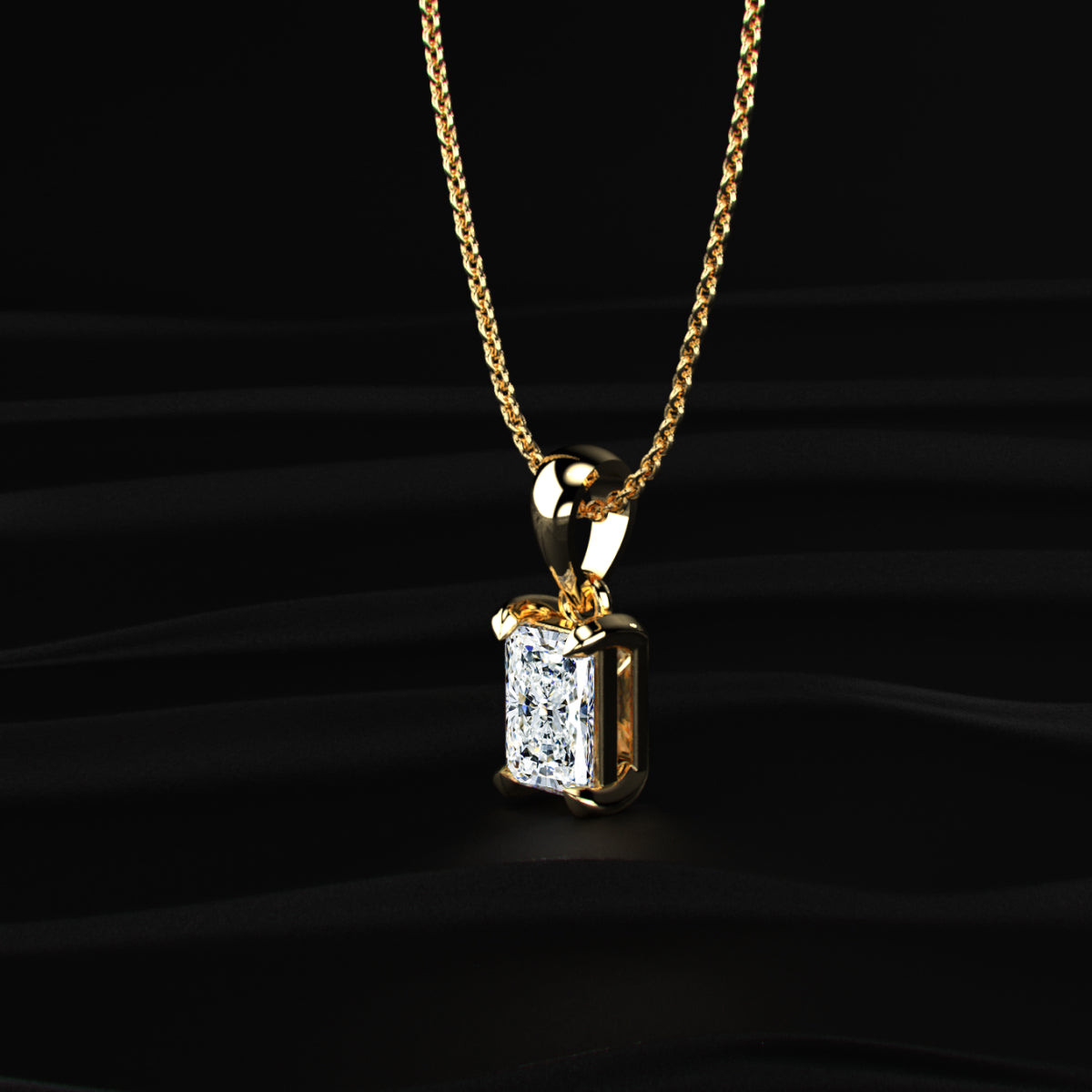 Radiant Cut Diamond Solitaire Pendant | Earthly Jewels