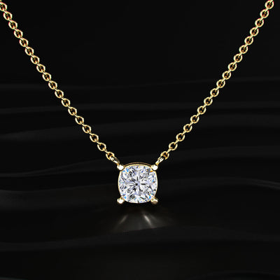 Cushion Cut Diamond Solitaire Necklace | Earthly Jewels