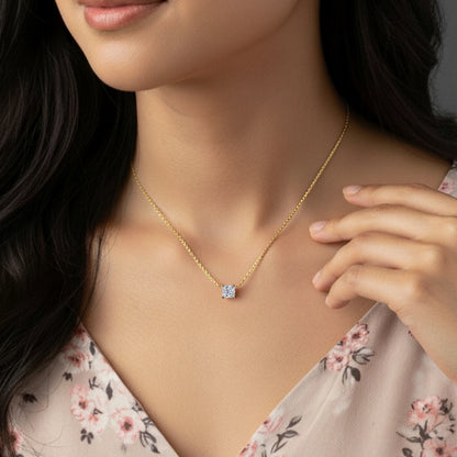Cushion Cut Diamond Solitaire Necklace | Earthly Jewels