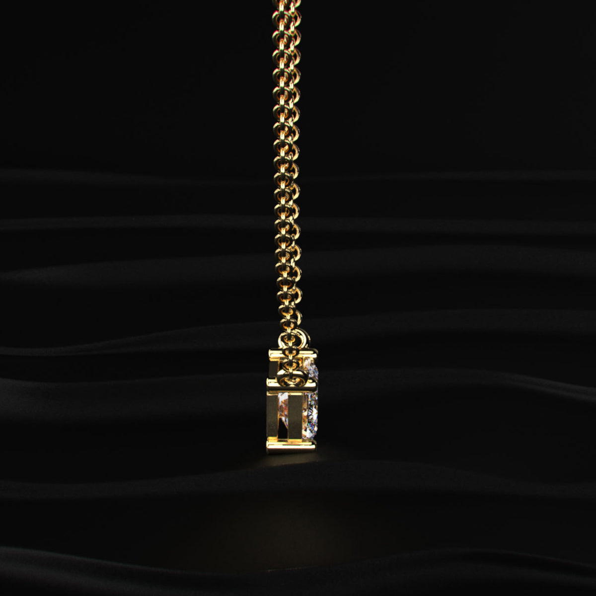 East-West Emerald Cut Diamond Solitaire Necklace | Earthly Jewels