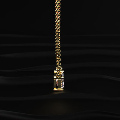 East-West Emerald Cut Diamond Solitaire Necklace | Earthly Jewels