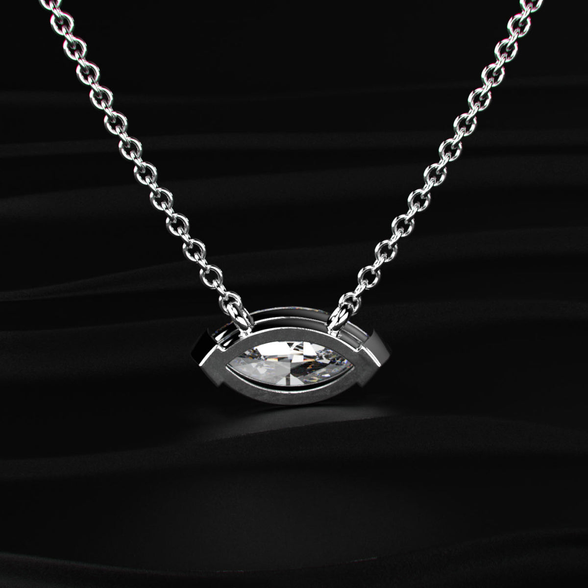 East West Marquise Solitaire Necklace | Earthly Jewels