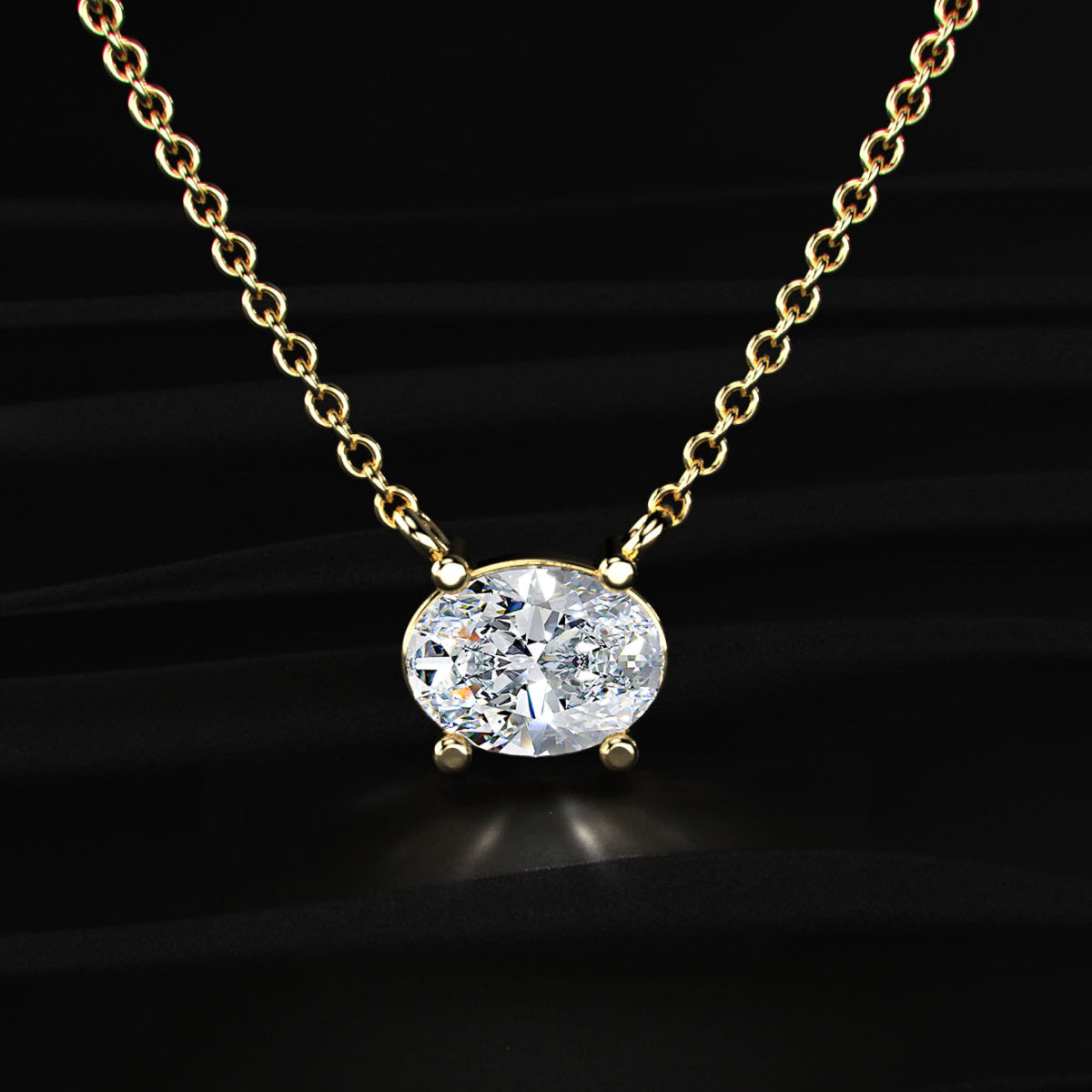East-West Oval Solitaire Necklace | Earthly Jewels