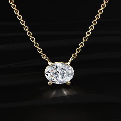 East-West Oval Solitaire Necklace | Earthly Jewels