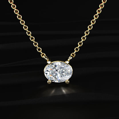 East-West Oval Solitaire Necklace | Earthly Jewels
