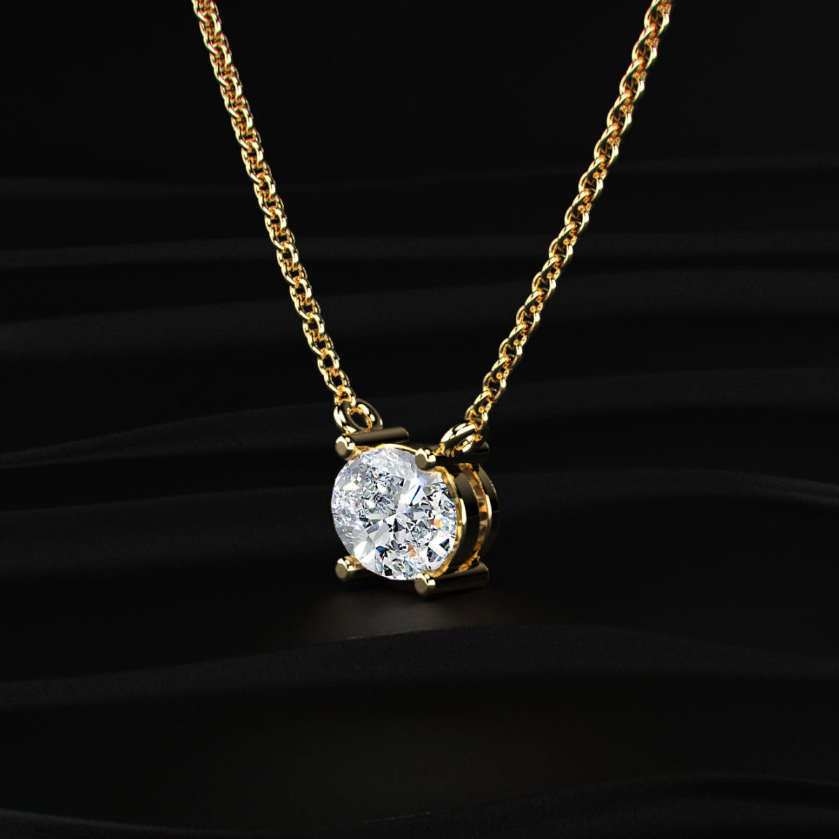 East-West Oval Solitaire Necklace | Earthly Jewels