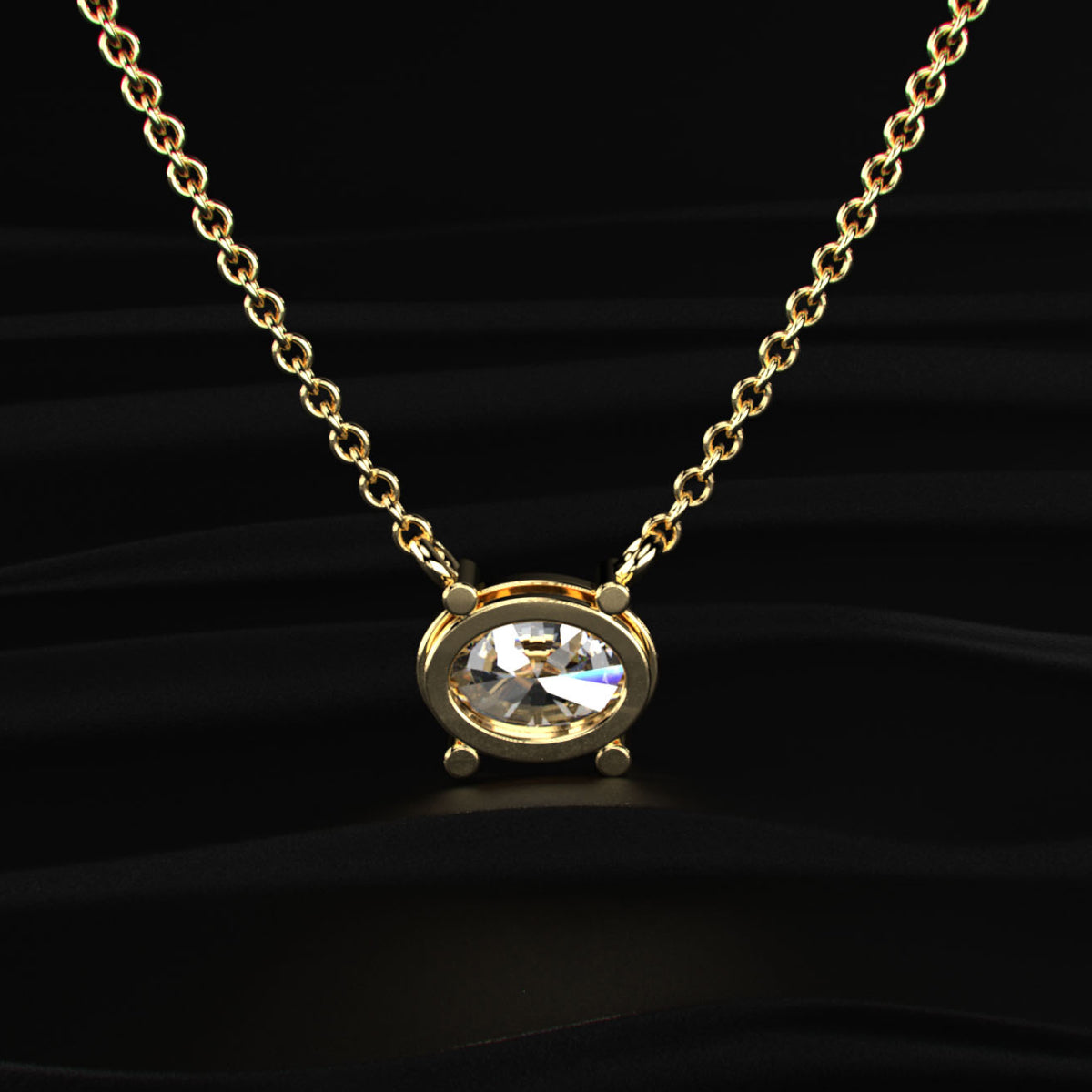 East-West Oval Solitaire Necklace | Earthly Jewels