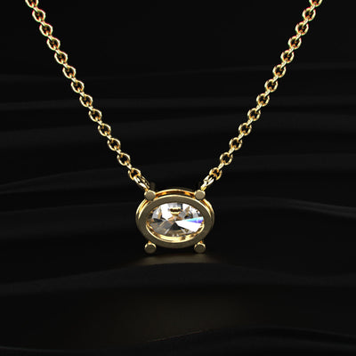 East-West Oval Solitaire Necklace | Earthly Jewels