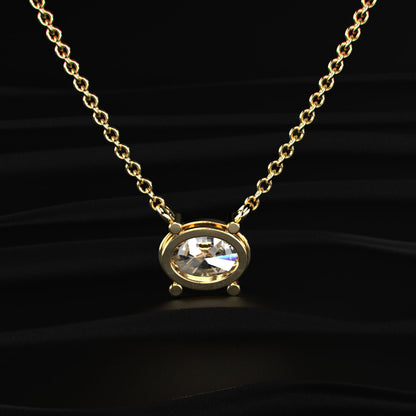 East-West Oval Solitaire Necklace | Earthly Jewels