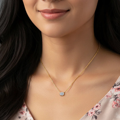 East-West Oval Solitaire Necklace | Earthly Jewels