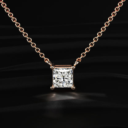 Princess-Cut Solitaire Necklace | Earthly Jewels