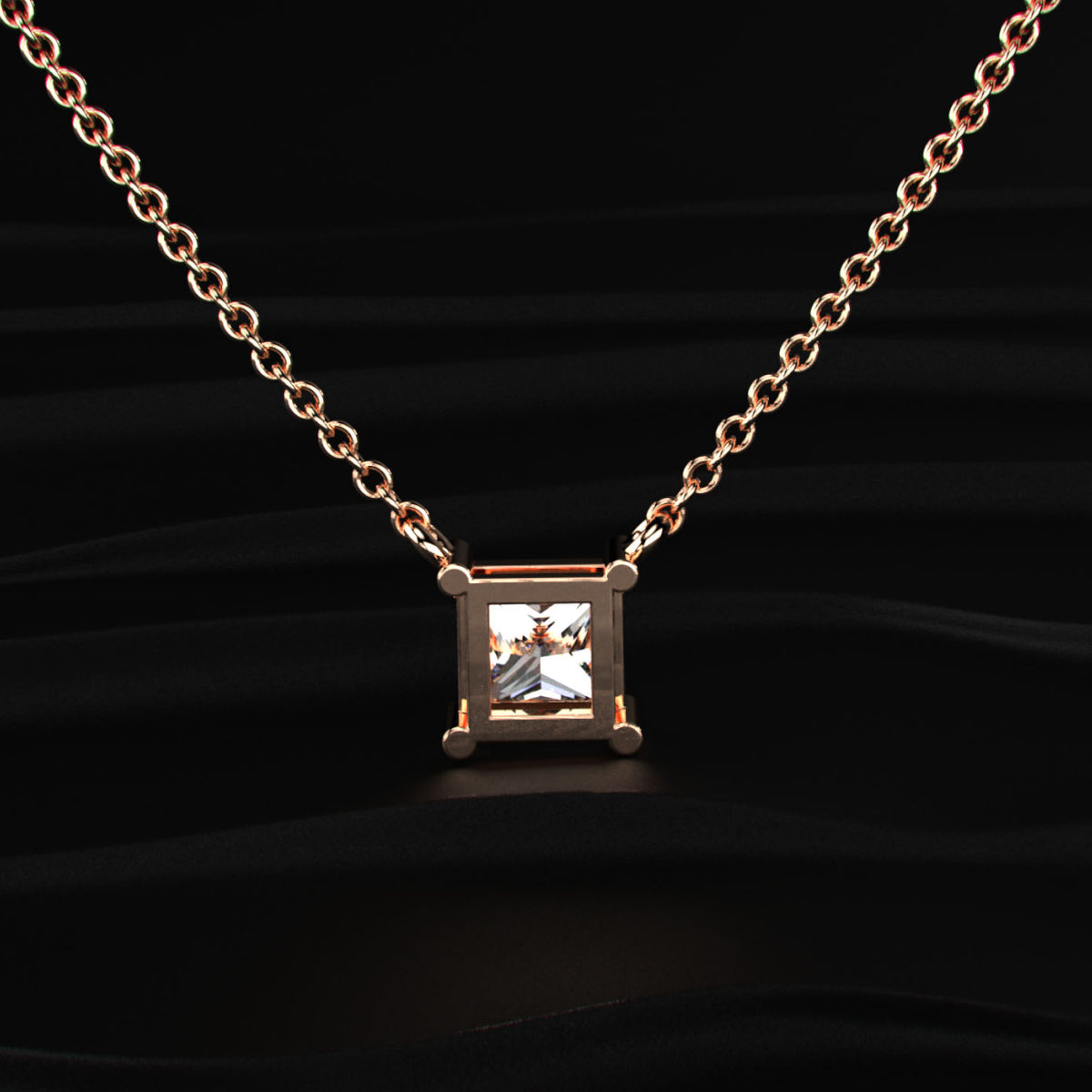 Princess-Cut Solitaire Necklace | Earthly Jewels
