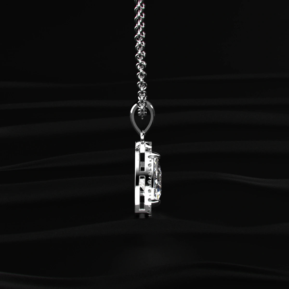 Trillion Cut Lab-Grown Diamond Halo Pendant | Earthly Jewels