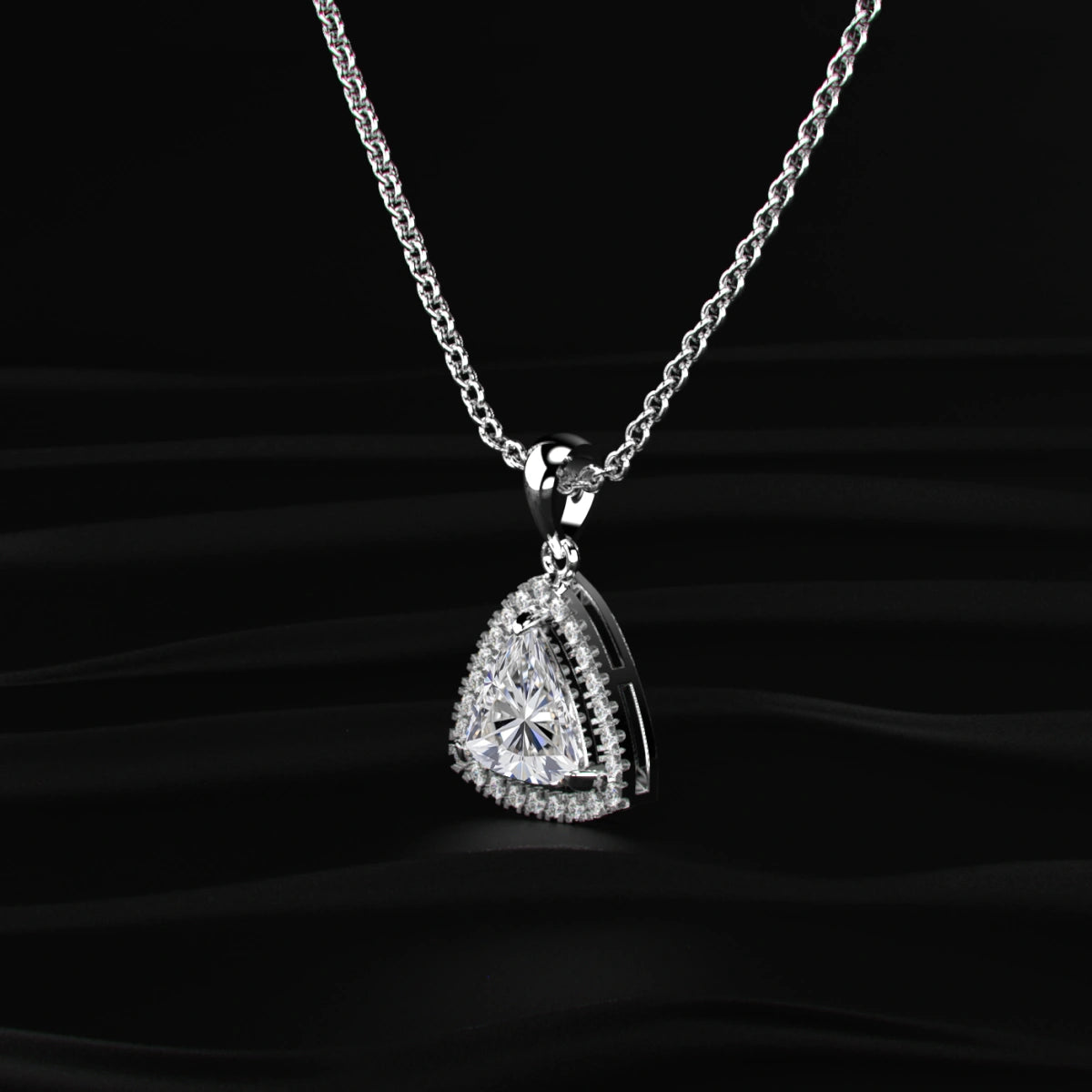 Trillion Cut Lab-Grown Diamond Halo Pendant | Earthly Jewels