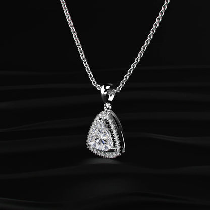 Trillion Cut Lab-Grown Diamond Halo Pendant | Earthly Jewels