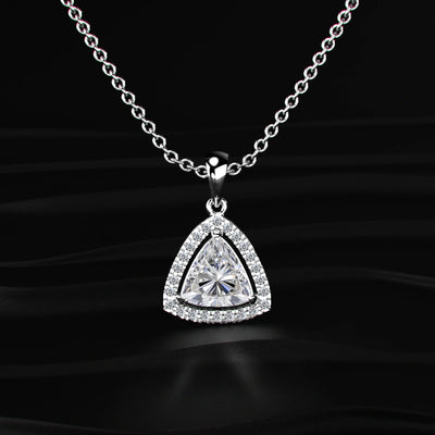 Trillion Cut Lab-Grown Diamond Halo Pendant | Earthly Jewels